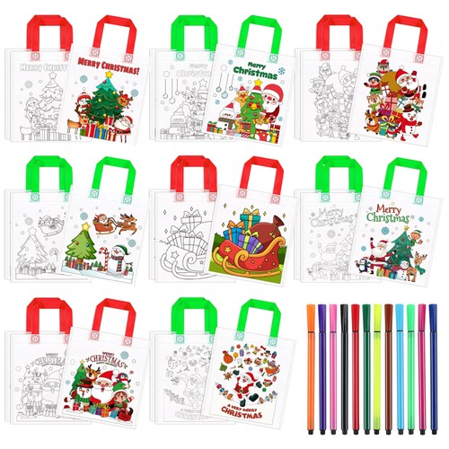 Christmas coloring canvas bags - canvas,